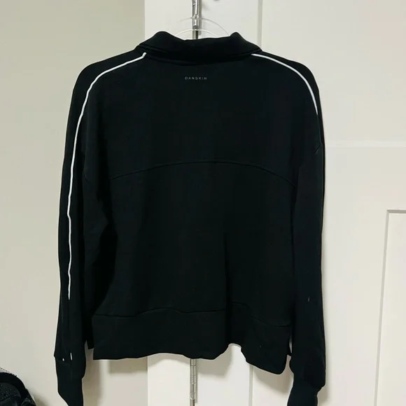 Danskin Black Half Zip Women’s Sweater with White Accents - Picture 3 of 3